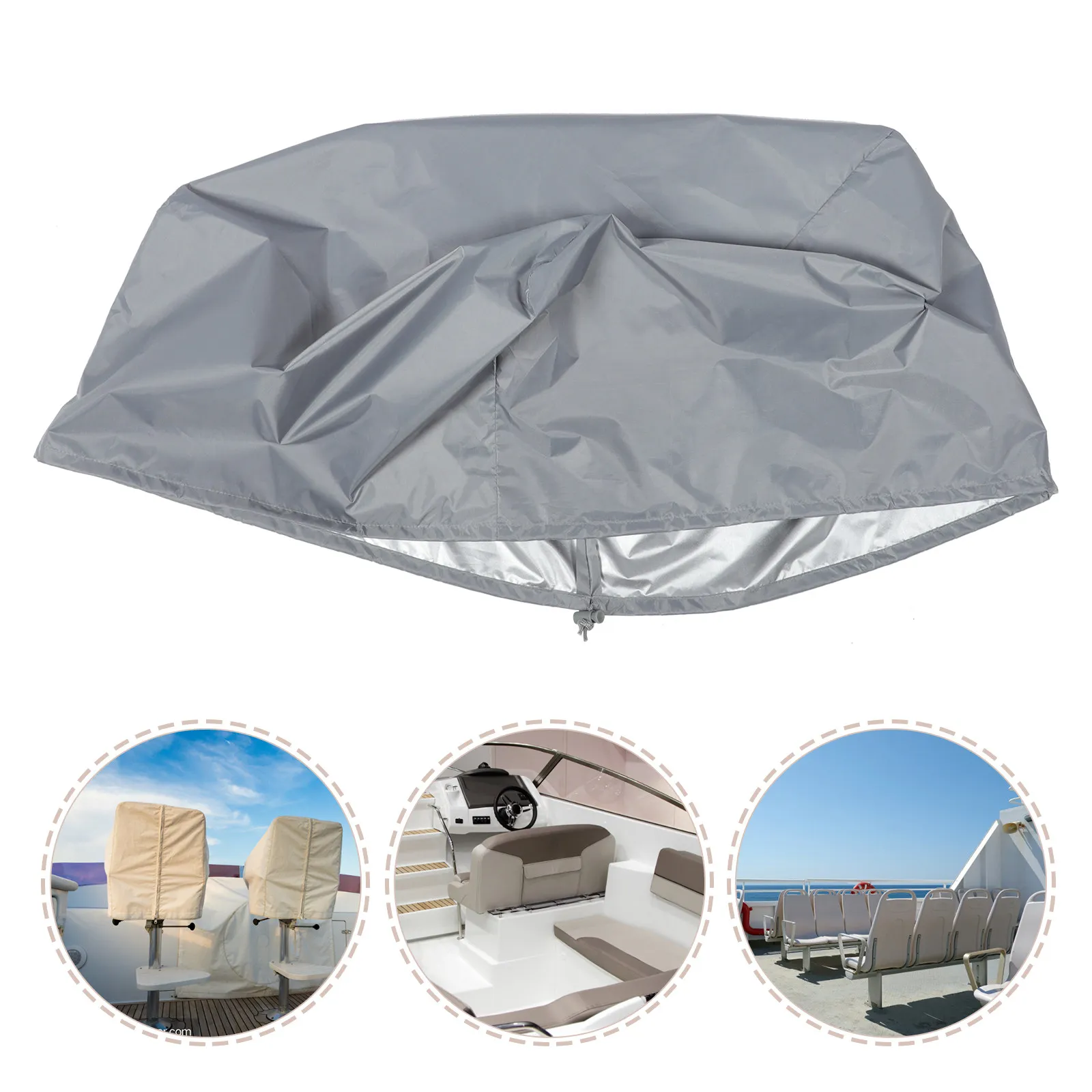 Boat Seat Cover Waterproof Silver-Coated Oxford Fabric Easy Install Remove Machine Washable Marine Grade Protection Folding