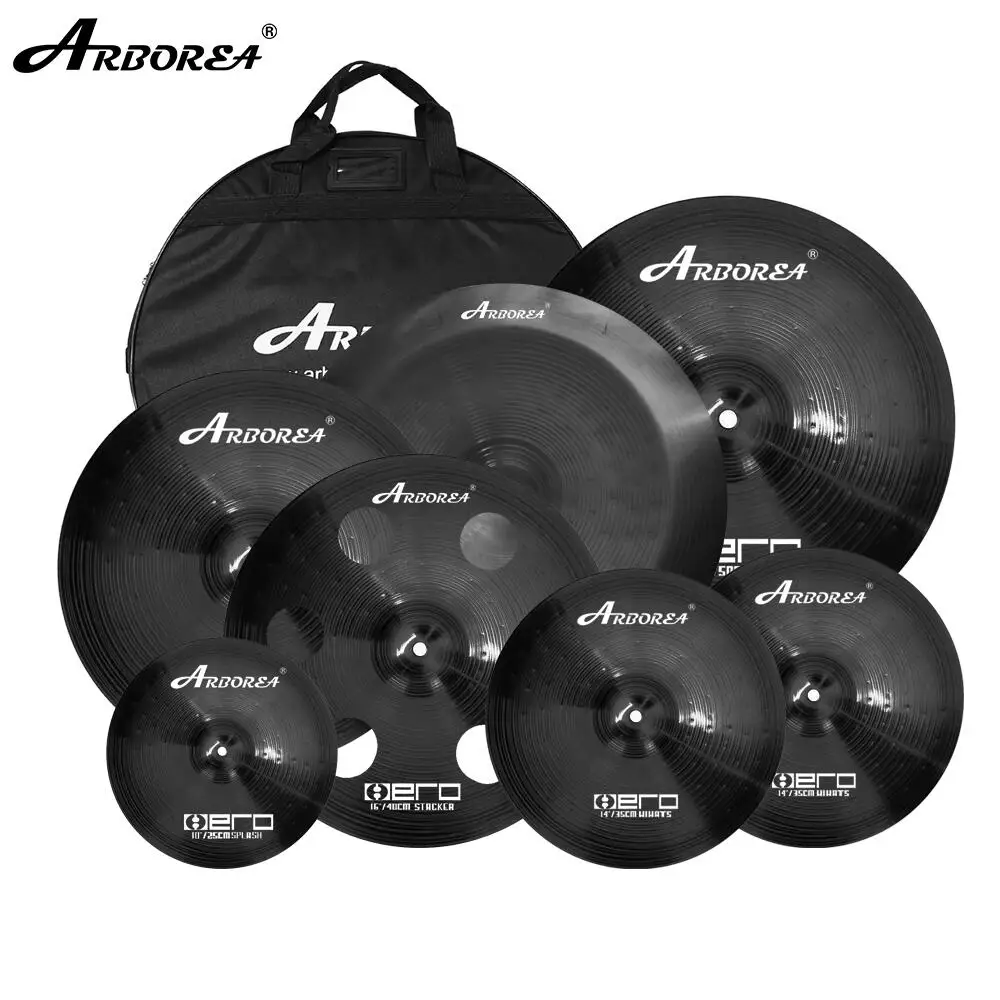 Arborea New Hot Sale Percussion Instruments Cymbal Set 10''splash +14''hihat+16''crash+16''ozone+18''china+20''ride+Bag