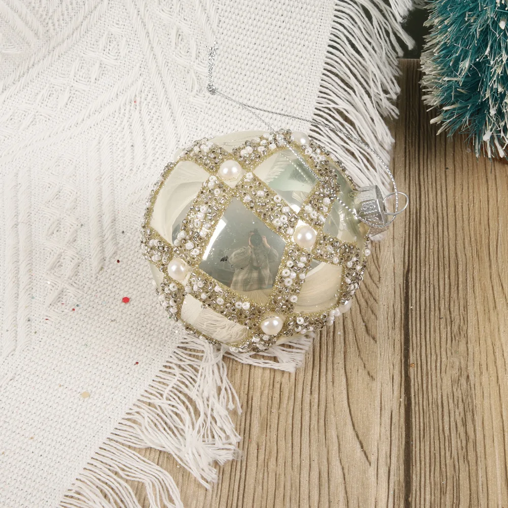 Elegant Christmas Ball Glass Balls, Xmas Tree Ornaments, Hanging Decor Supplies, Home Party, 4Pcs