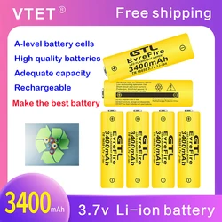 2024New18650 Battery 3.7V 3400mAh Rechargeable Li-ion Battery for Led Flashlight Toys Fan Battery DIY Make High Quality Reusable