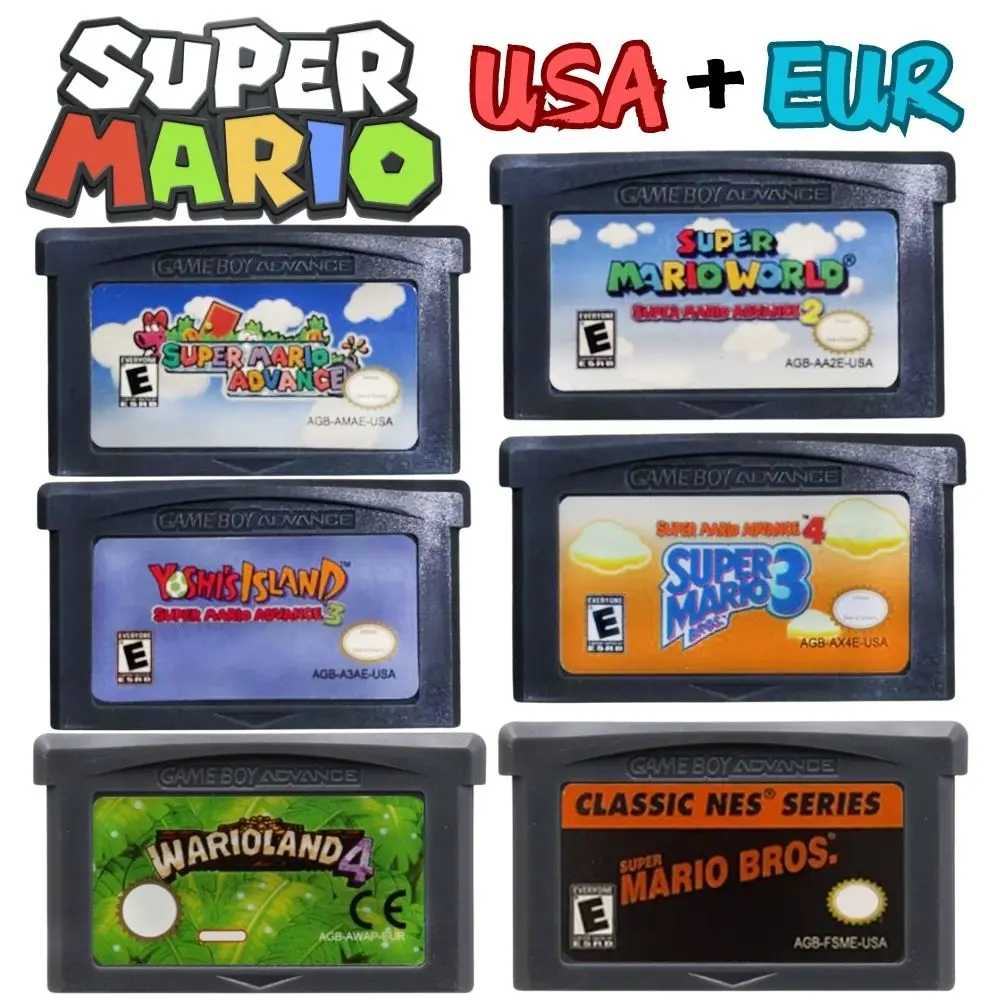 Cartes de jeux Mario GBA, Version européenne et américaine, cartouche de jeu GBA, Console de jeu vidéo 32 bits, série Super Wario Land4