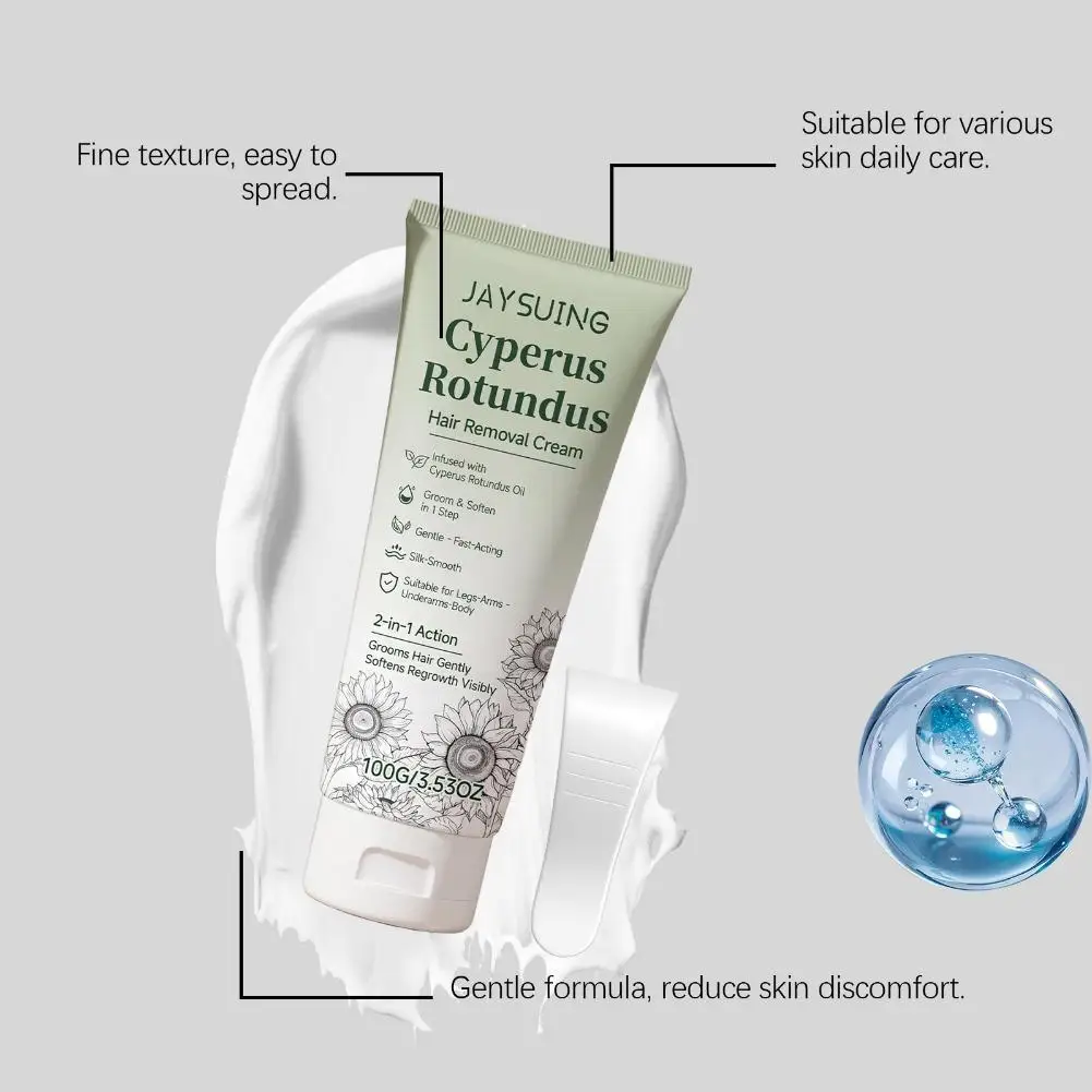JAYSUING 100g Cyperus Rotundus Hair Removal Lotion Fast Acting Silk Smooth Skin Shaving Cream Hair Growth Inhibitor Men Women