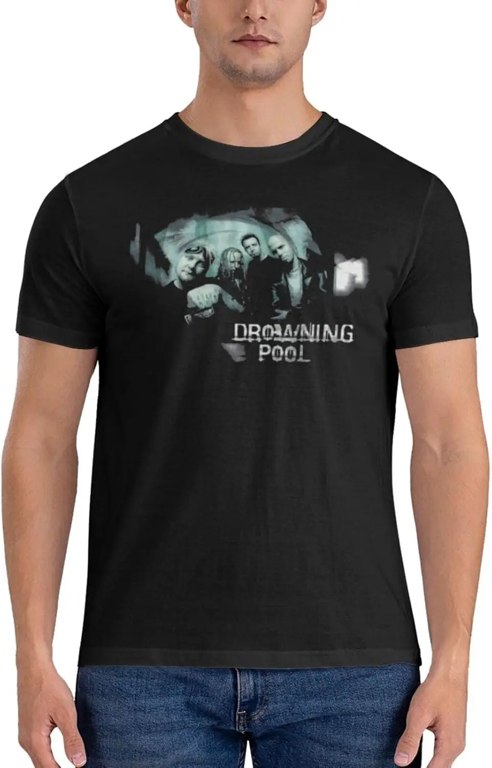 Drowning Rock Pool Band T Shirt Mens Fashion Print Round Neck Short Sleeve Shirts