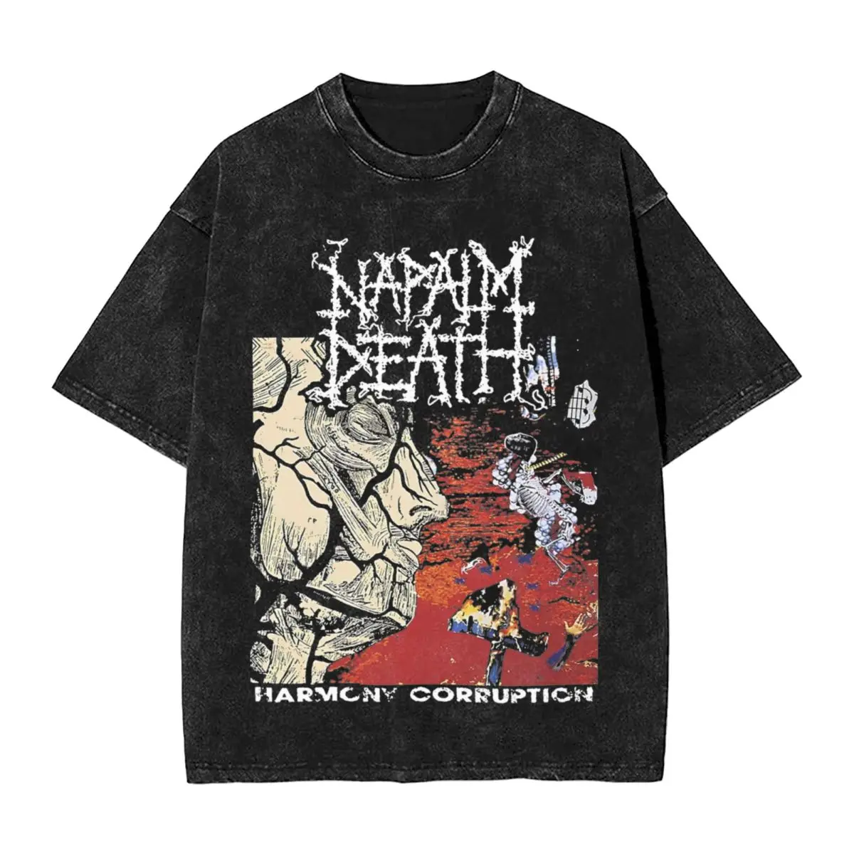 

Napalm Death Washed T Shirts Streetwear Hip Hop Fashion T-Shirt Band Tee Shirt Men Women Short Sleeve Street Summer