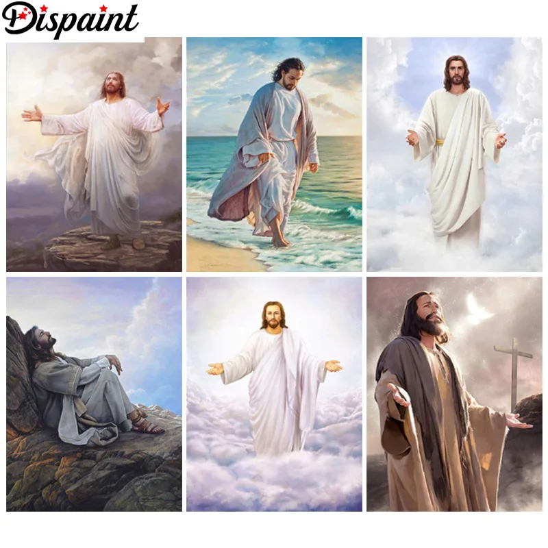 Dispaint diamant peinture plein carré/rond perceuse 5D bricolage "Religion hommes" Daimond broderie strass point de croix décor