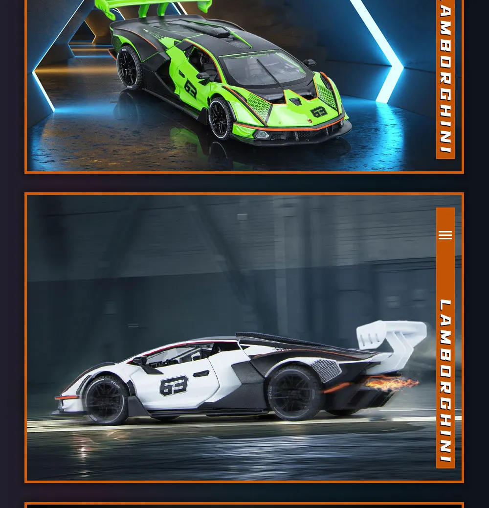 1:32 Lamborghini SCV12 Sportwagen Hohe Simulation Diecast Metalllegierung Modellauto Sound Licht Zurückziehen Sammlung Kinder Spielzeug Geschenke