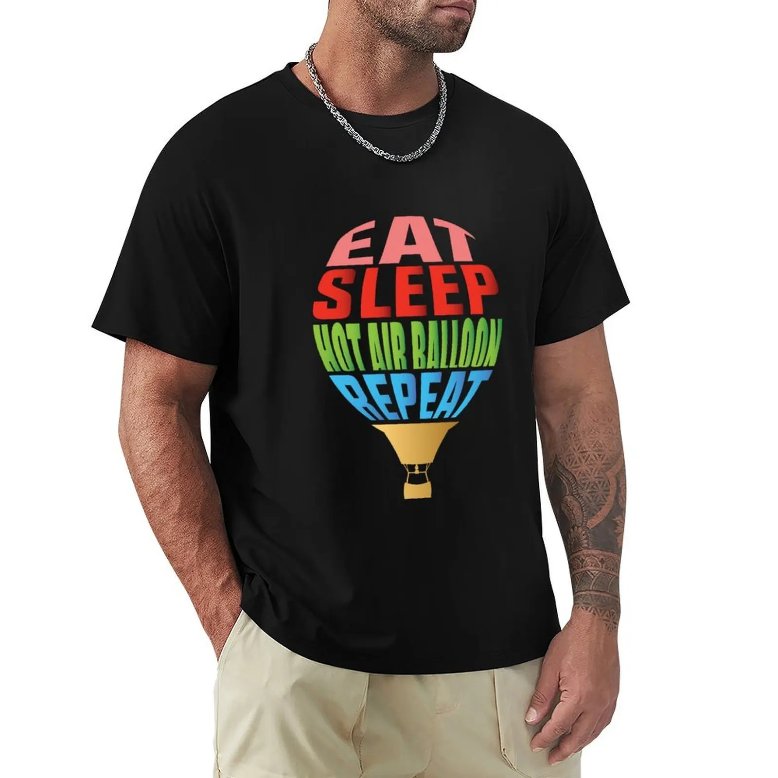 Eat Sleep hot air balloon Repeat - hot air balloon ride T-shirt anime clothes anime funnys vintage Men's t-shirt