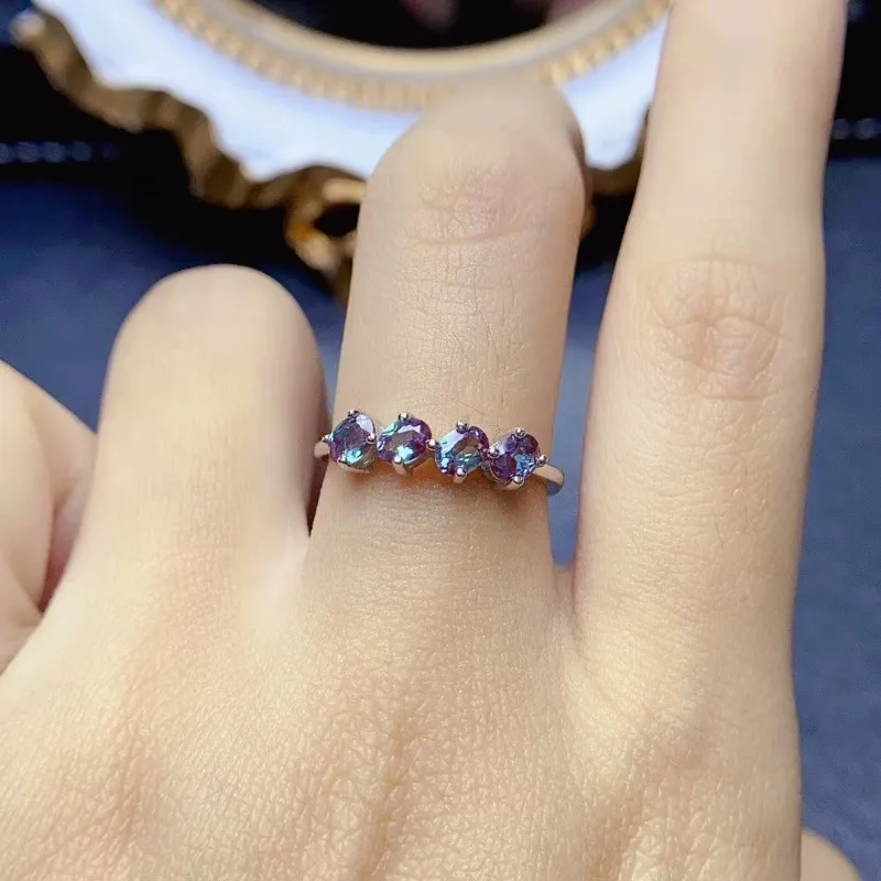 3x4mm Leaf Design 4pcs Alexander Ring Silver 925 Engagement Ring for Women Daily Wear