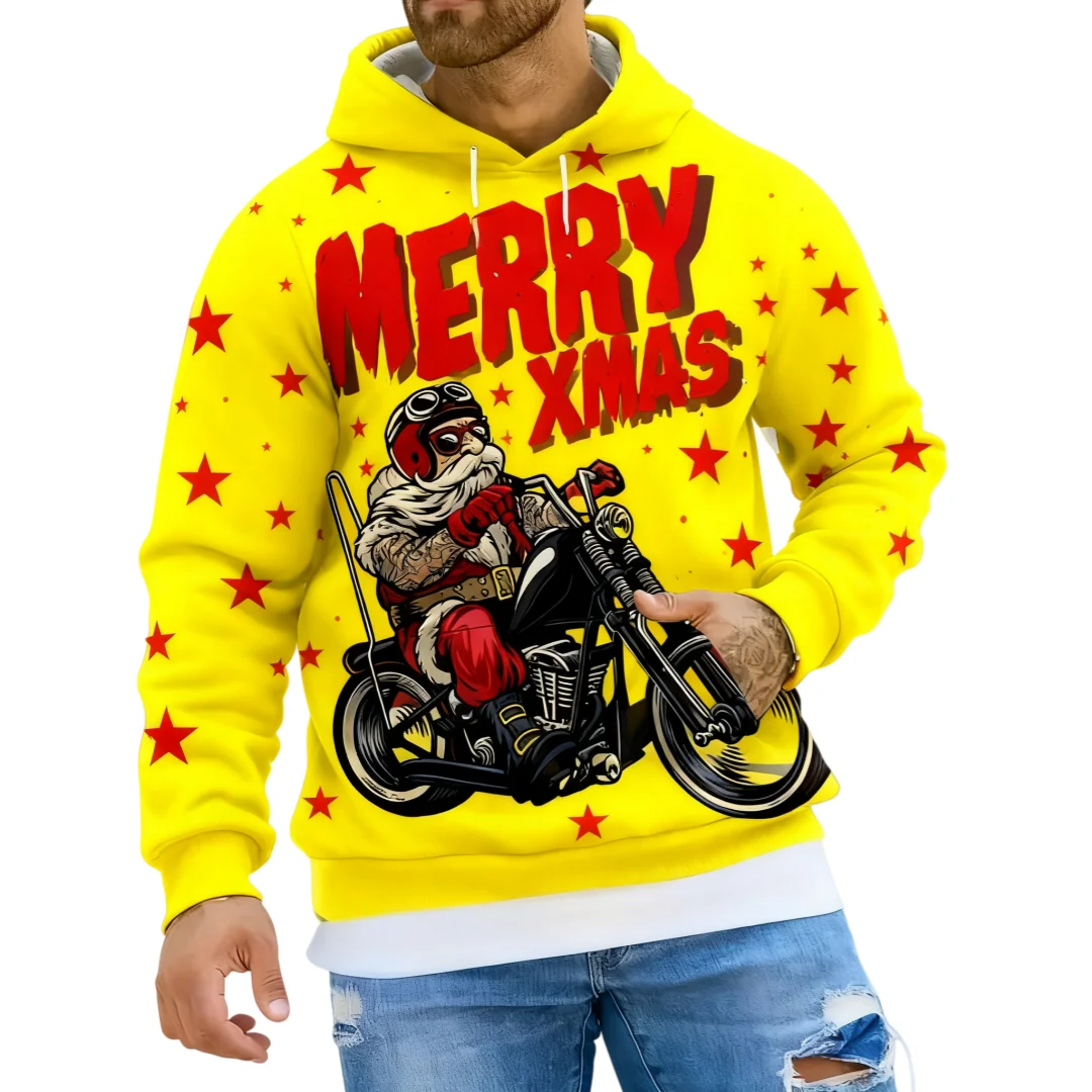 2025 جديد سانتا كلوز ركوب نمط هوديي الاتجاه كول الشارع البلوز عيد الميلاد نمط رياضية الخريف الشتاء البلوز غير رسمي