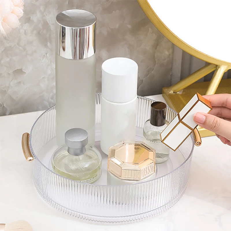 Caja de almacenamiento de cosméticos giratoria de 360 grados, caja de almacenamiento de Perfume para el cuidado de la piel y estante giratorio de almacenamiento de lápiz labial para encimera de baño
