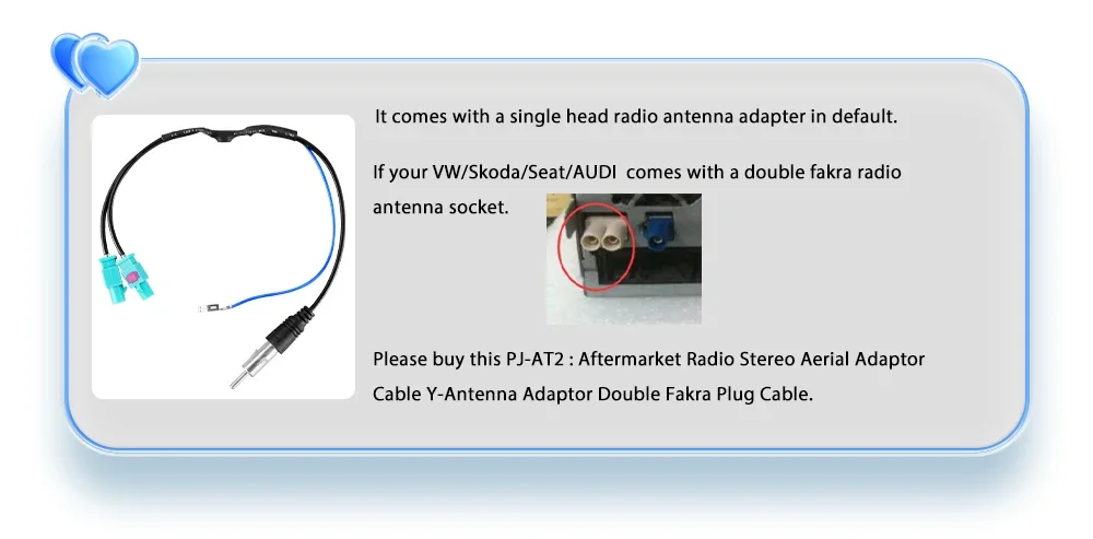 OSSURET Double Fakra Radio Antenna Y-Antenna Adaptor for Audi VW Skoda Seat Car Multimedia Player In Our Shop