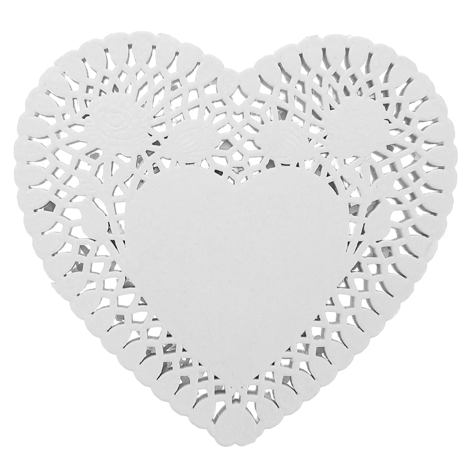 100pcs Heart-Shaped Disposable Baking Paper Doilies – Oil-Absorbing Lace Mats for Cakes, Desserts, Fried Foods