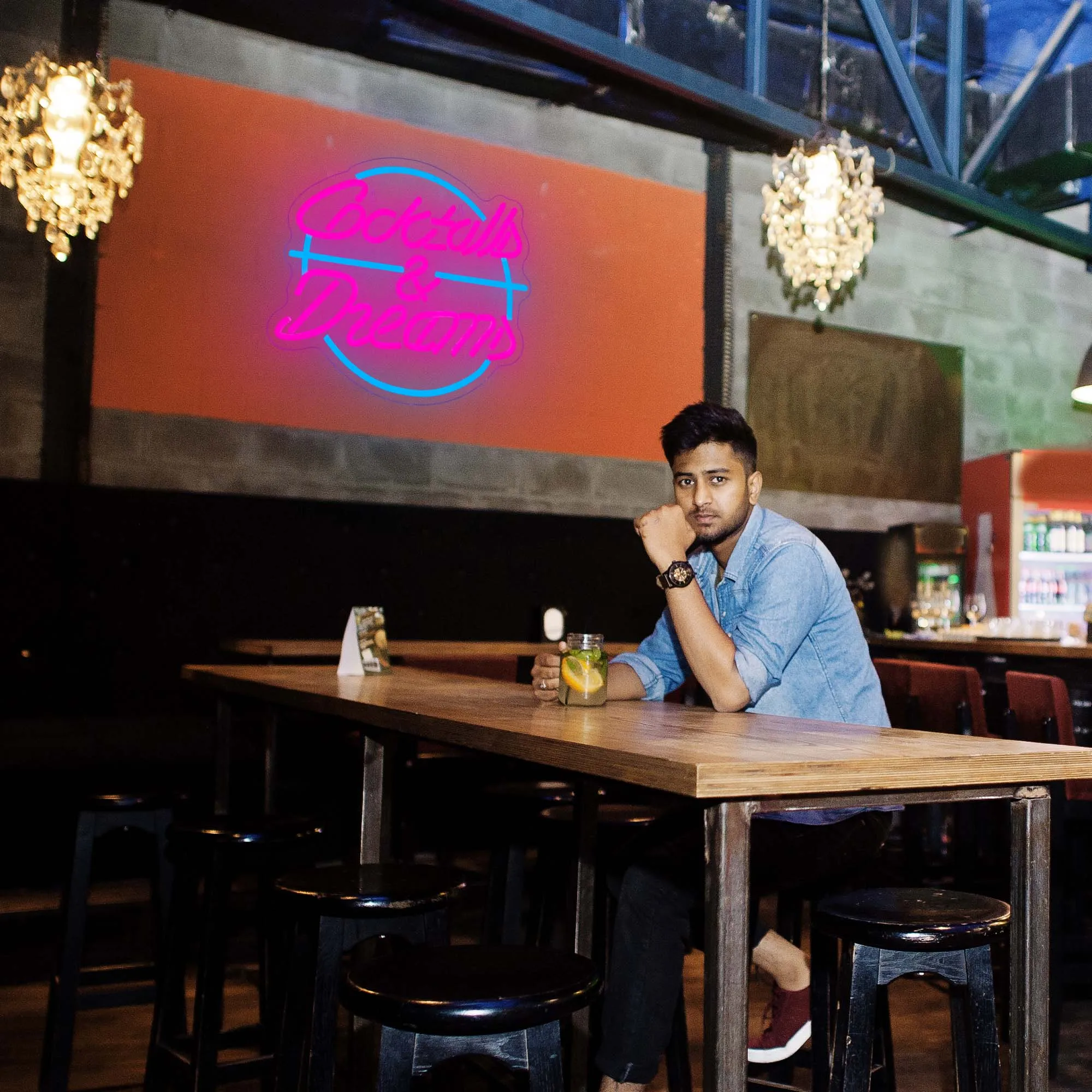 LED Neon Sign cocktail And Dreams Business Pub Bar Neon Light Store Shop LED Signboard Wall Decor insegne al Neon luci notturne a LED