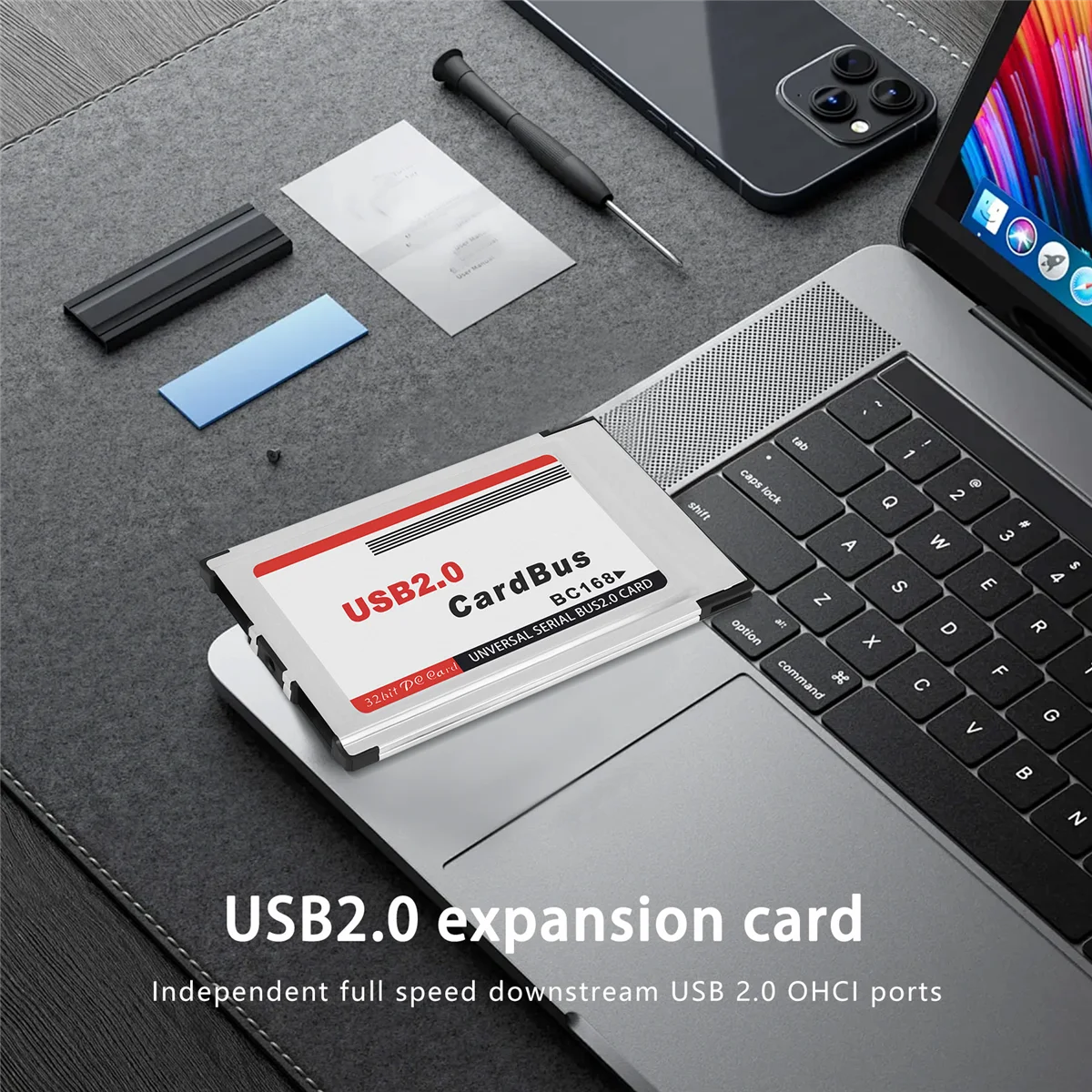 Y06A PCMCIA to USB 2.0 CardBus Dual 2 Port 480M Card Adapter for Laptop PC Computer