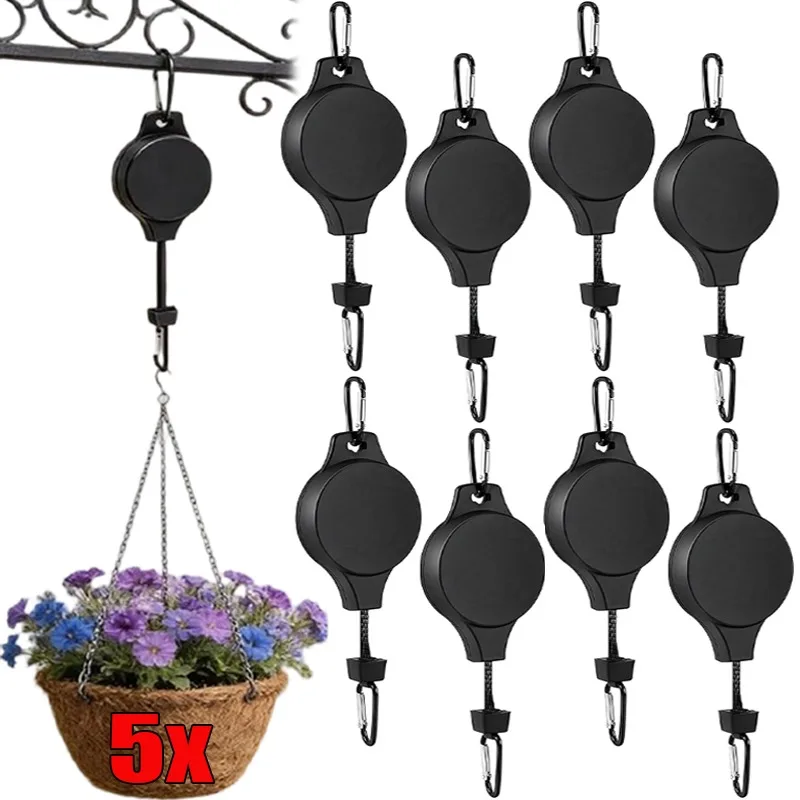 Heavy Duty Plant Pulley Hook Retractable Plants Hanger Garden Flower Baskets Pots Birds Feeder Wind Chimes Hanging Hangers