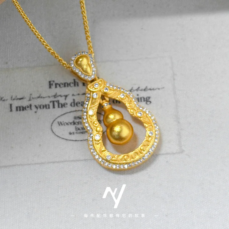Point drill smart gourd pendant 9999gold