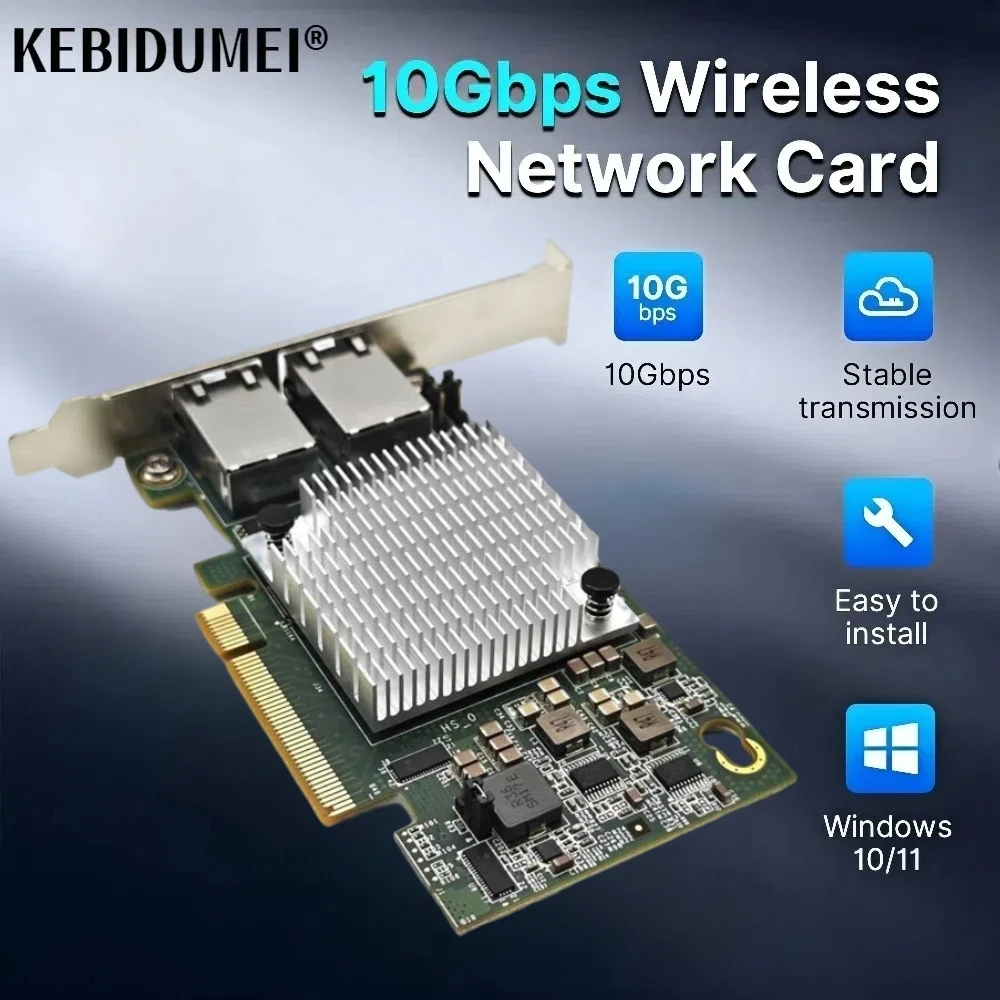 10G Double Port Ethernet RJ45 Network Card X540-T2 Extend Adapter 2 Port 10 Gigabit PC LAN Controller PCIE X16 X8 For PC