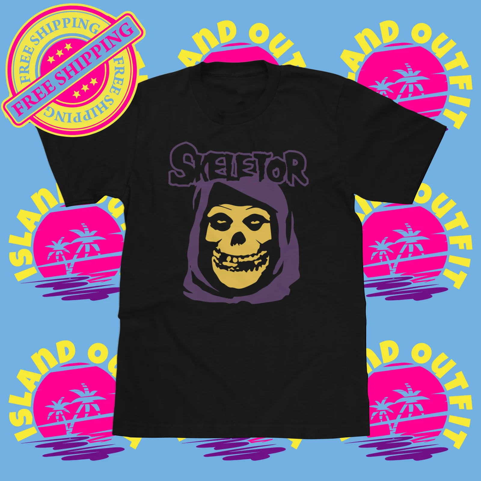 Skeletor Misfits Parody Shirt Fiend Logo Tee Crimson Ghost Masters Universe