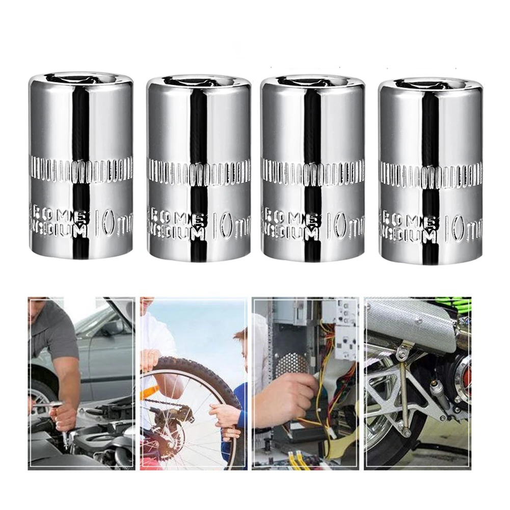 4 قطعة 1/4 بوصة محرك 10 مللي متر الضحلة المقبس الكروم الفاناديوم الصلب إصلاح أداة اليد Automotive بها بنفسك إصلاح السيارات المنزلية #1
