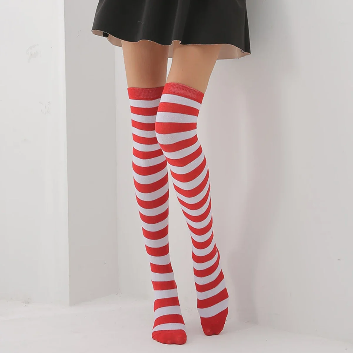 

A Pair of Ladies' Rainbow Knee-high Halloween Costumes Perform A Dance-striped All-season Universal Sock