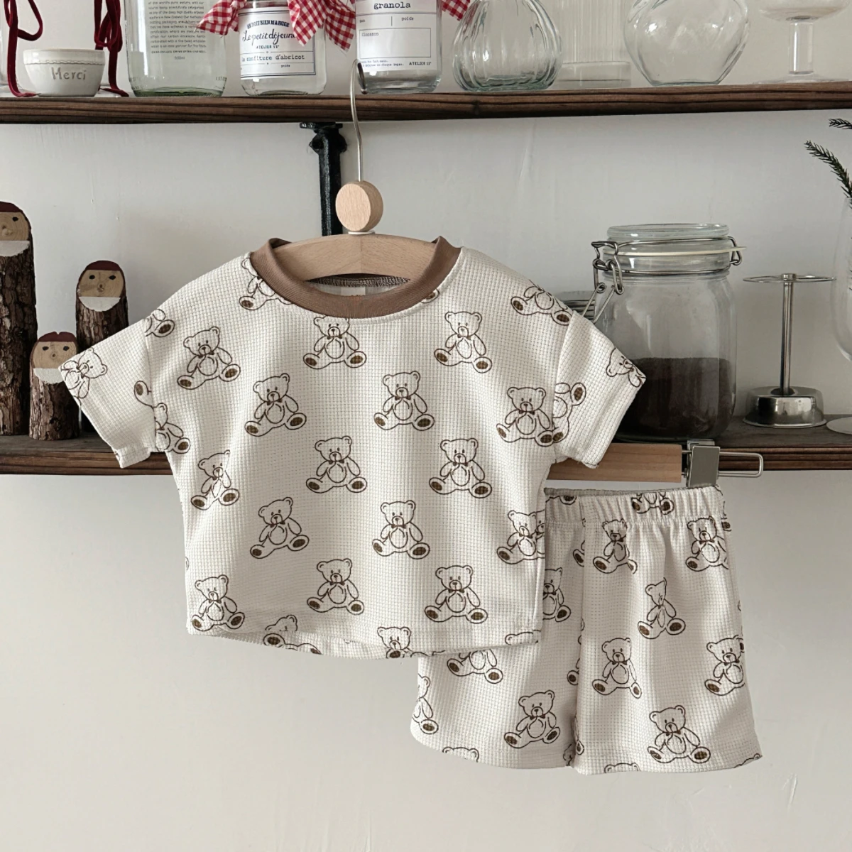 Summer New Kids Suit Toddler Boys Girls Suit Cute Bear Short Sleeve + Shorts 2pcs Comfortable