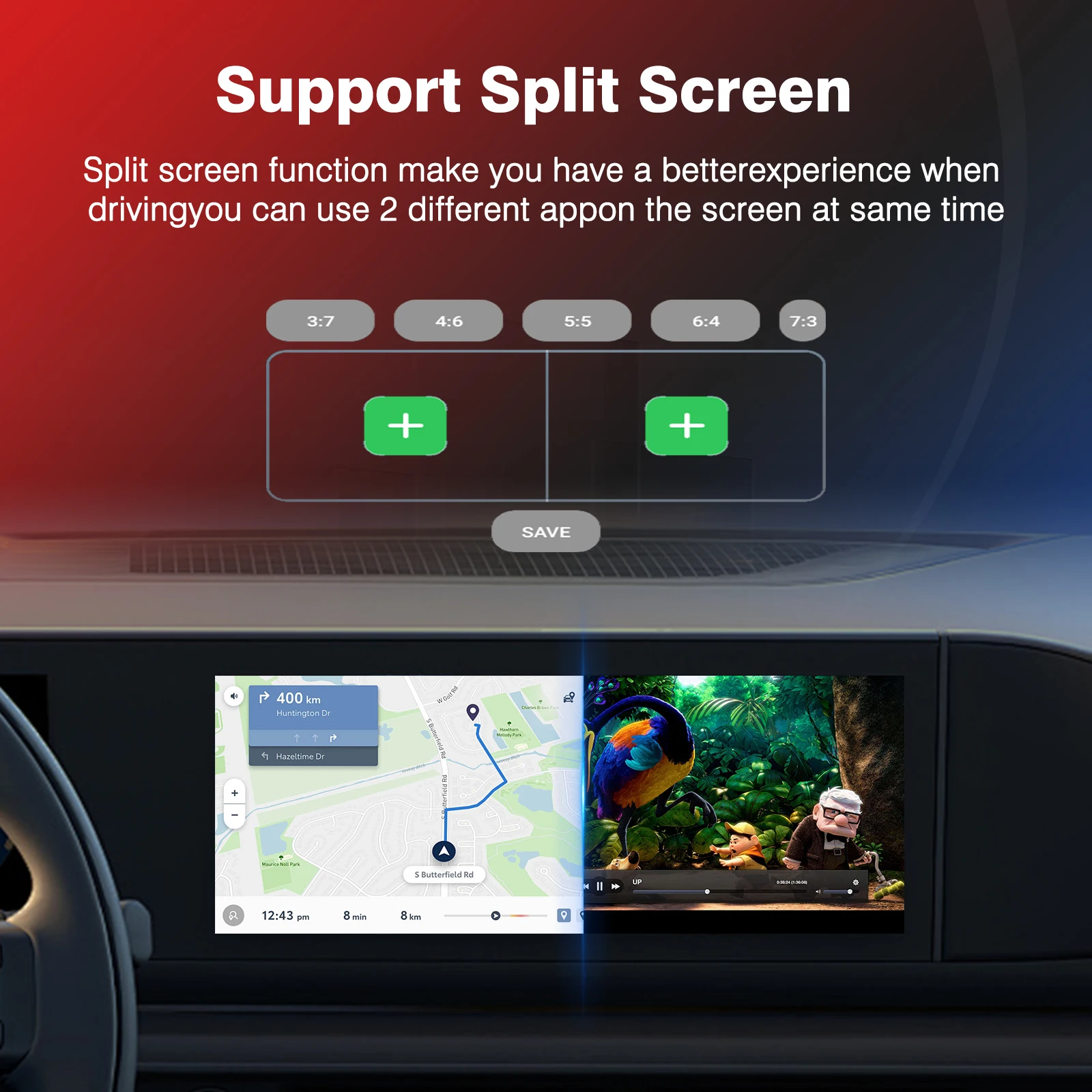 Android 13 CarPlay Ai Box مع ضوء محيط، سلكي إلى لاسلكي Android Auto Qualcomm Octa-core 4G+64G، مدمج بنظام تحديد المواقع العالمي (GPS)