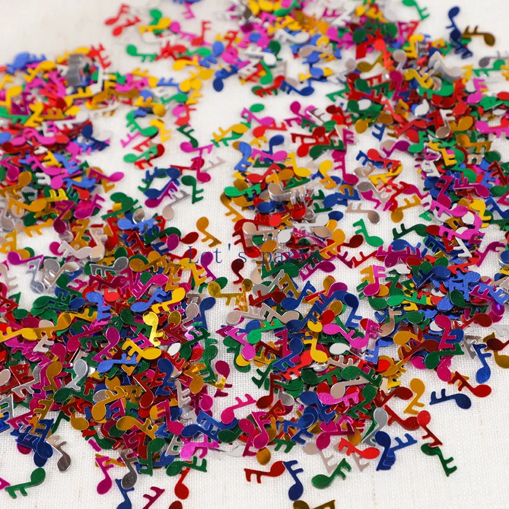 Confettis à paillettes pour Notes musicales colorées, 15G, dispersions de Table pour mariage, anniversaire, réception-cadeau pour bébé, révélation du sexe, décorations cadeaux de fête