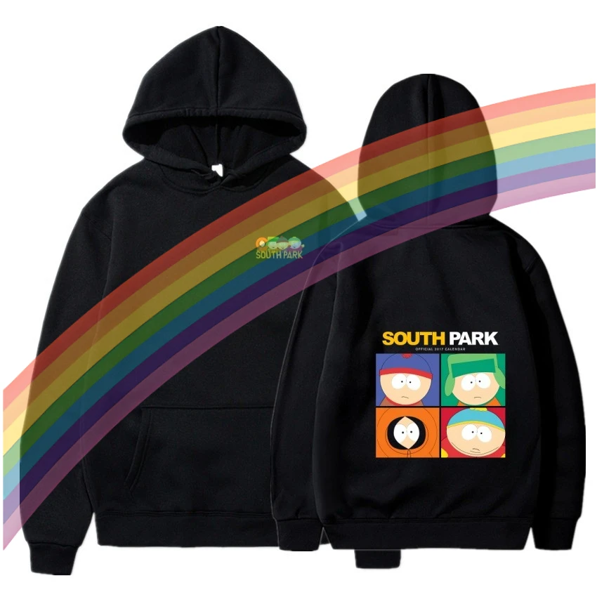 2026 Neuer South Park Anime-Muster-Hoodie, modischer warmer Mantel, Herren-Hoodie für Herbst und Winter, schwarzer Street-Hoodie mit langen Ärmeln – Detail 7