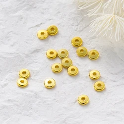 30Pcs 3/4/5/6mm 14K/18K Gold Plated Brass Flat Beads Spacer Beads for DIY Jewelry Making Findings Accessories Wholesale