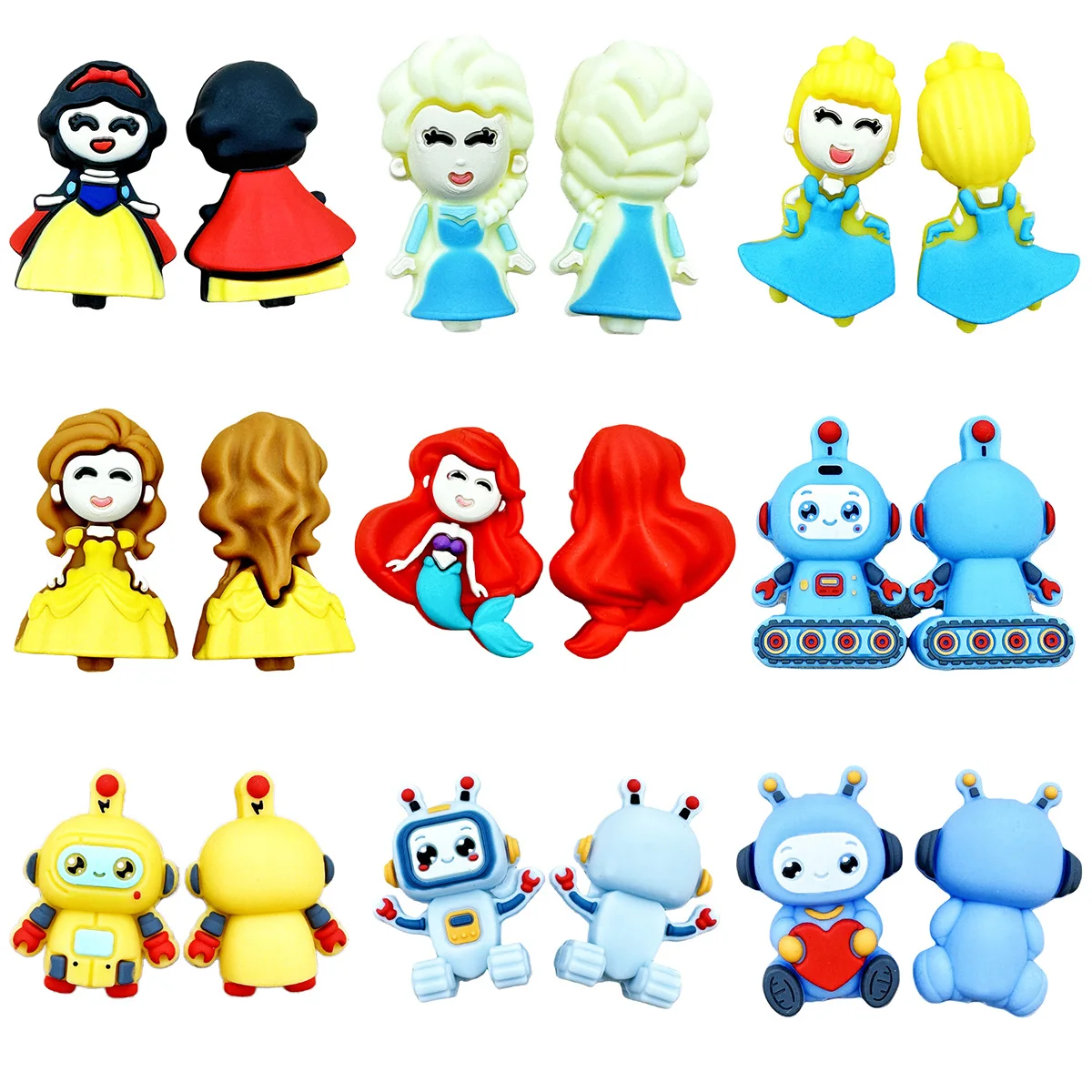 

10PCS 3D Silicone Beads Robot Princess Beads Silicone Handmade DIY Pen Nipple Chain Jewelry Pendant Wholesale Accessories Gifts