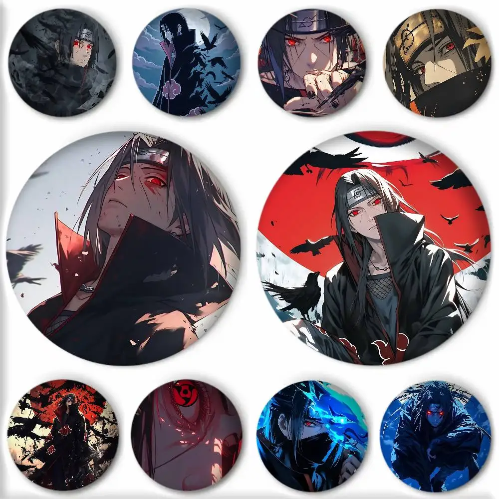 Anime Naruto Itachi Uchiha Badge Round Art Brooch Clothes Backpack Accessories Lapelnd Laserh