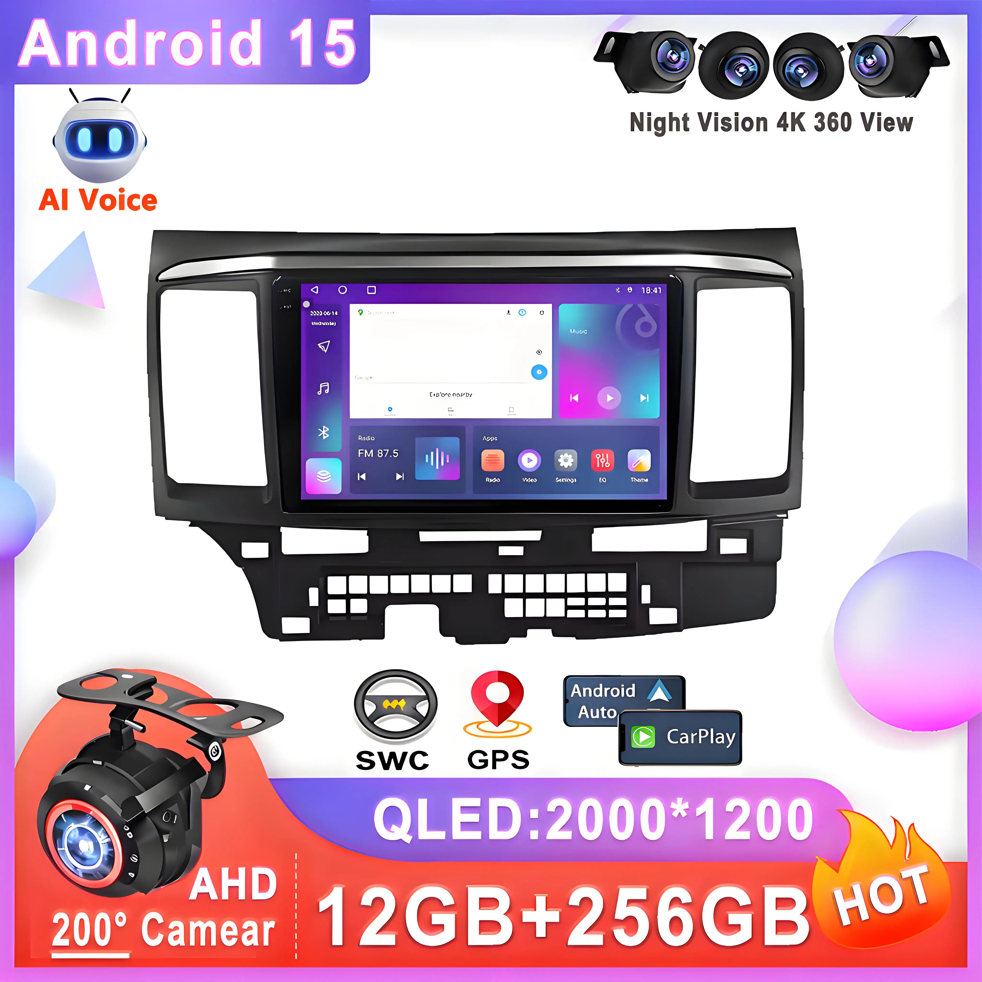 

For MITSUBISHI LANCER 9 10 X 2008-2016 Android 15 Car Stereo 2 No 2din DVD 5G Car Radio Multimedia Video Player Navigation GPS