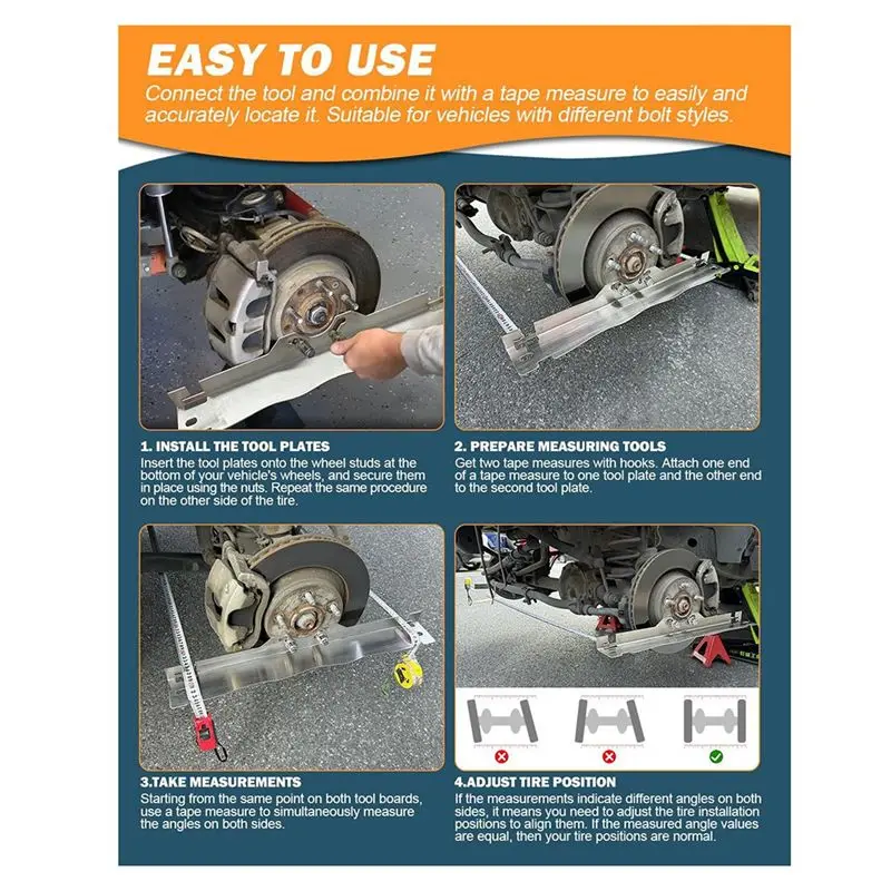Multi-Purpose Car Truck Universal Heavy Duty Toe Alignment Tool Plates Stainless Wheel Alignment Tool Plate Accurate Measurement