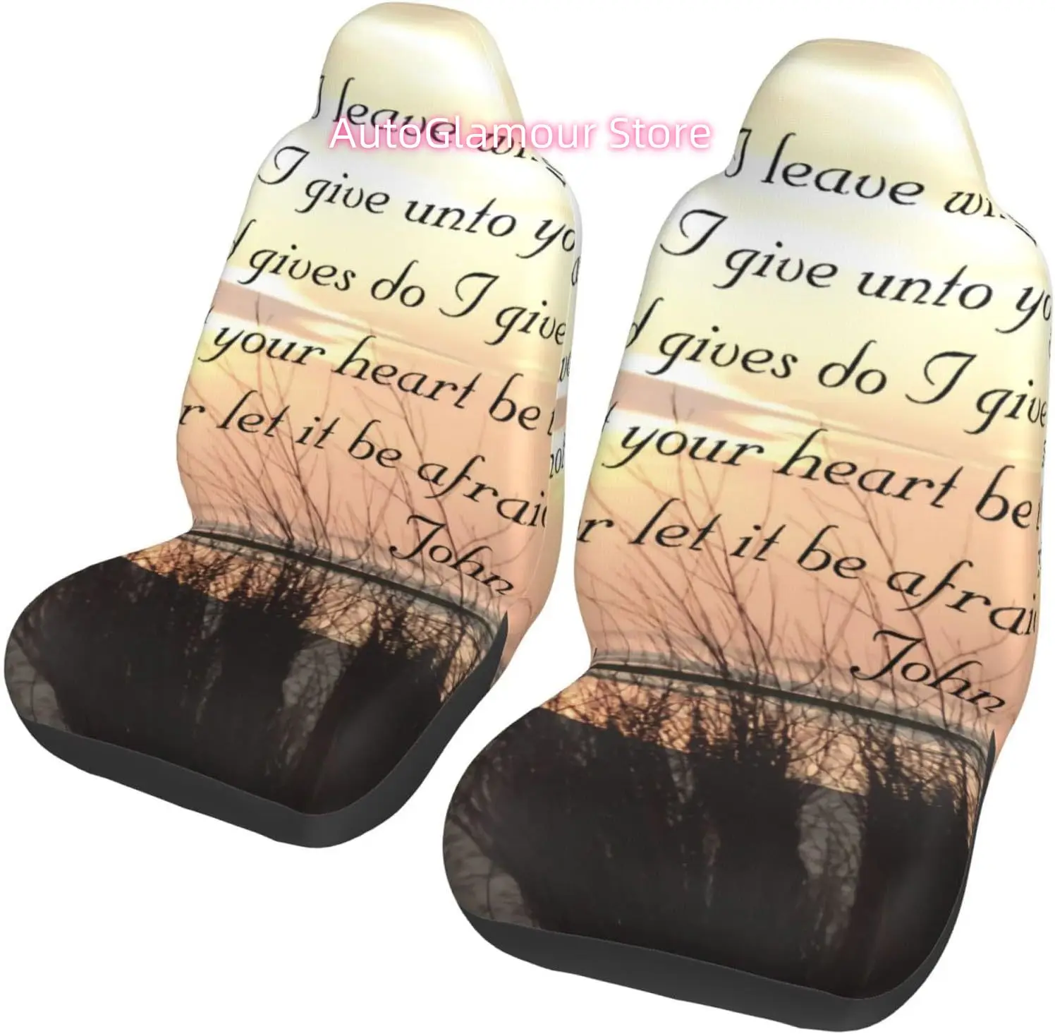 John 14 27 My Peace I Give to You, Bible Verse Classic Round 2-Piece   Seat Cover Complete Set - Elastic Seat Prote