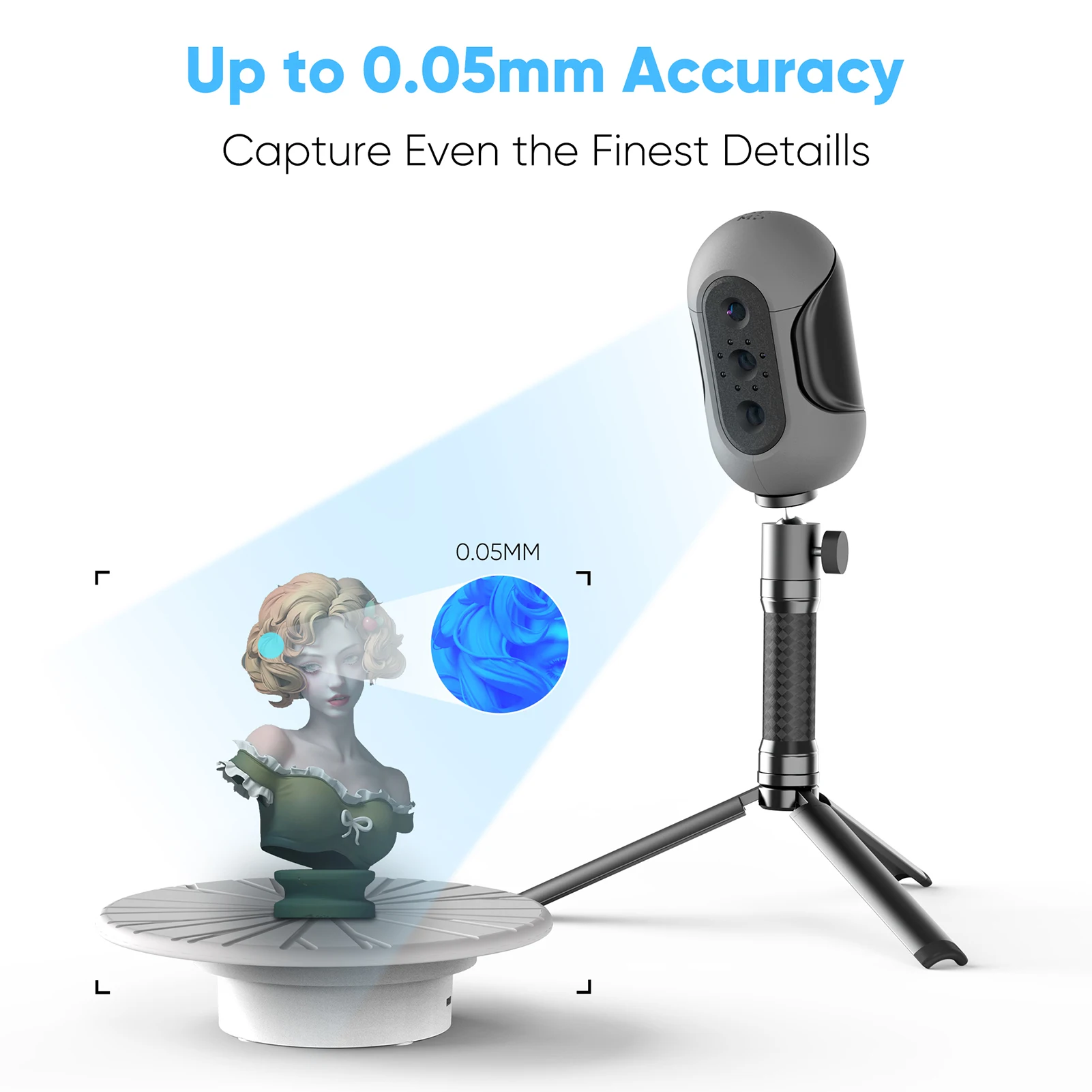 3DMakerpro Mole Premium Handheld 3D Scanner for 3D Printer 0.05mm 