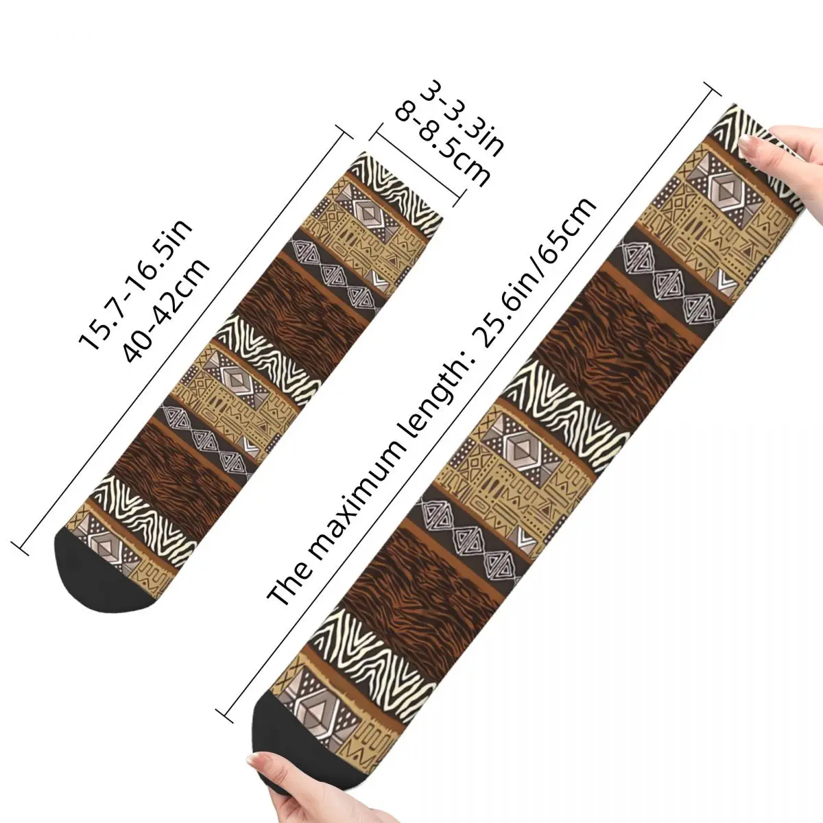 Funny Men\'s Socks Abstract Mixed African Tribal Pattern Vintage Harajuku Hip Hop Novelty Pattern Crew Crazy Sock Gift Printed