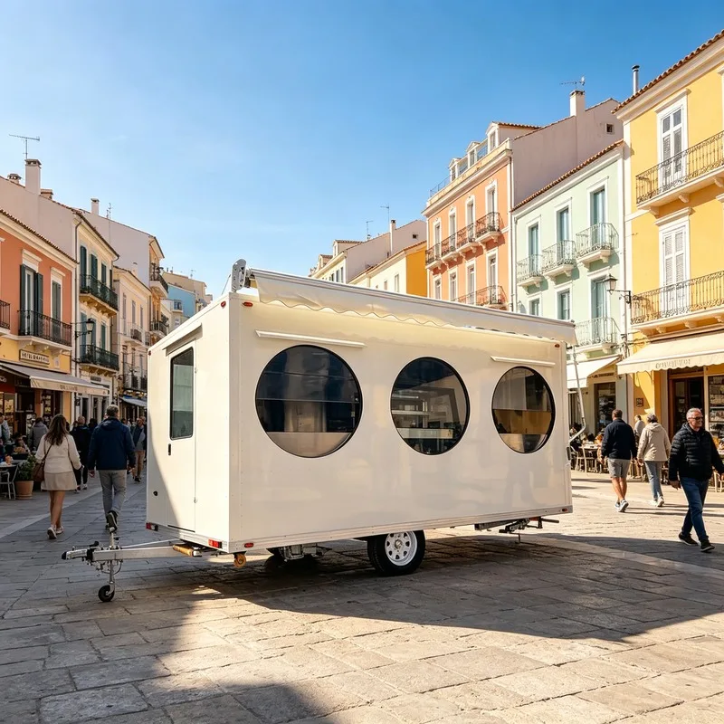 Customizable Fiberglass Shell Mobile Food Trailer New Type Bakery Restaurant Custom Logo Food Cart