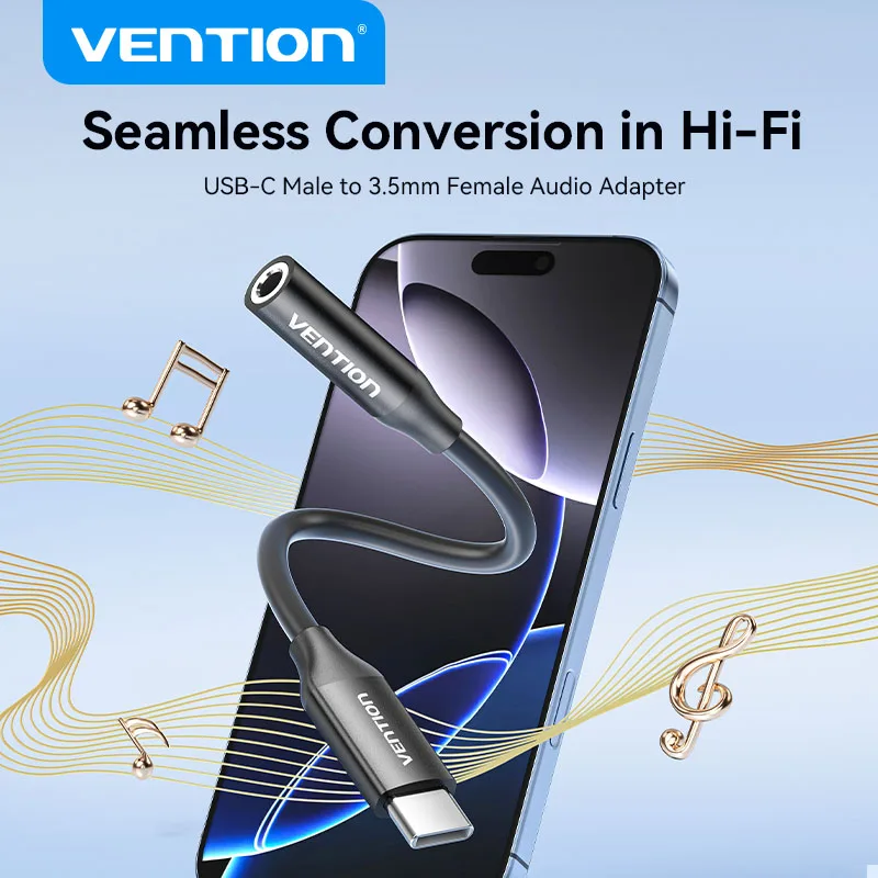 Vention DAC USB نوع C إلى 3.5 مللي متر سماعة جاك الصوت محول سماعة الرأس لسامسونج غالاكسي S24 آيفون 16 USB C إلى 3.5 مللي متر الفاصل