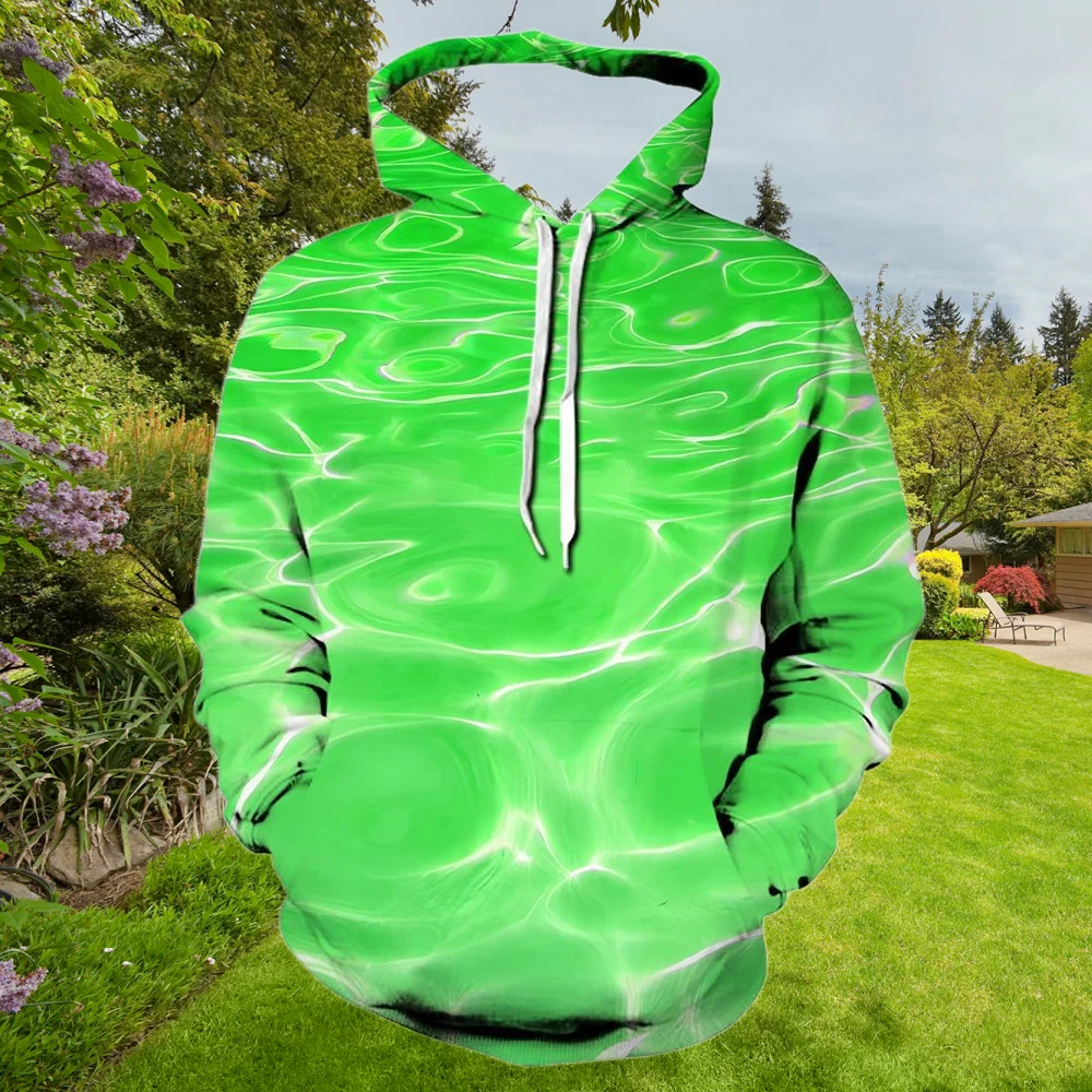 

3D Digital Print Sweatshirt Long Sleeve Hoodie Men's Wave Pattern Casual Loose Fit Clothing From Mainland China Popular Hot Sale
