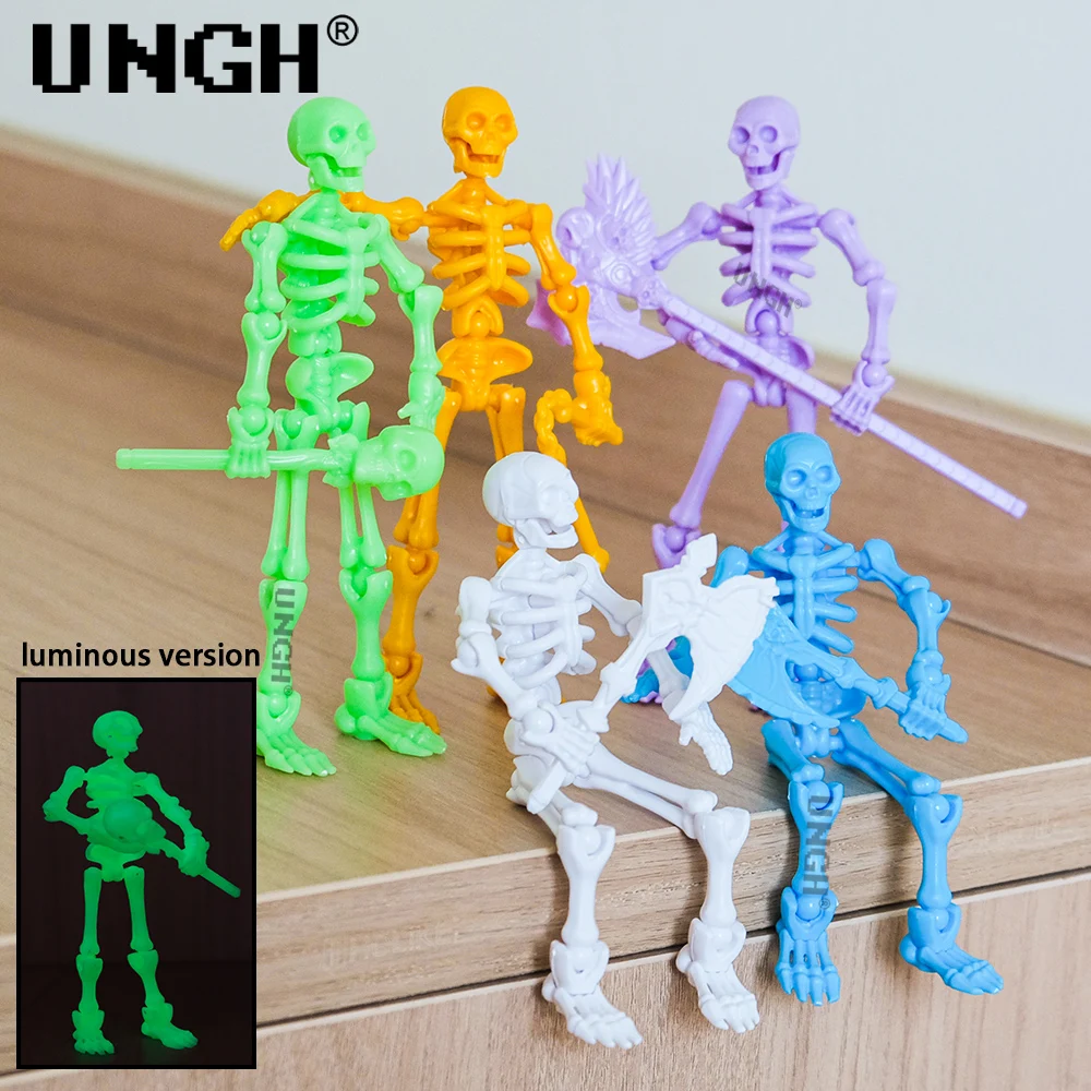 UNGH-figuras de Halloween para niños, modelo de marco de esqueleto de hueso, ensamblaje de bricolaje impreso en 3D, juguetes móviles de 13 cuerpos, regalos