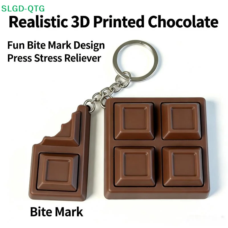 New 3D Chocolate Keyboard Fidget Keychain Decompression Finger Clicker Stress Relief