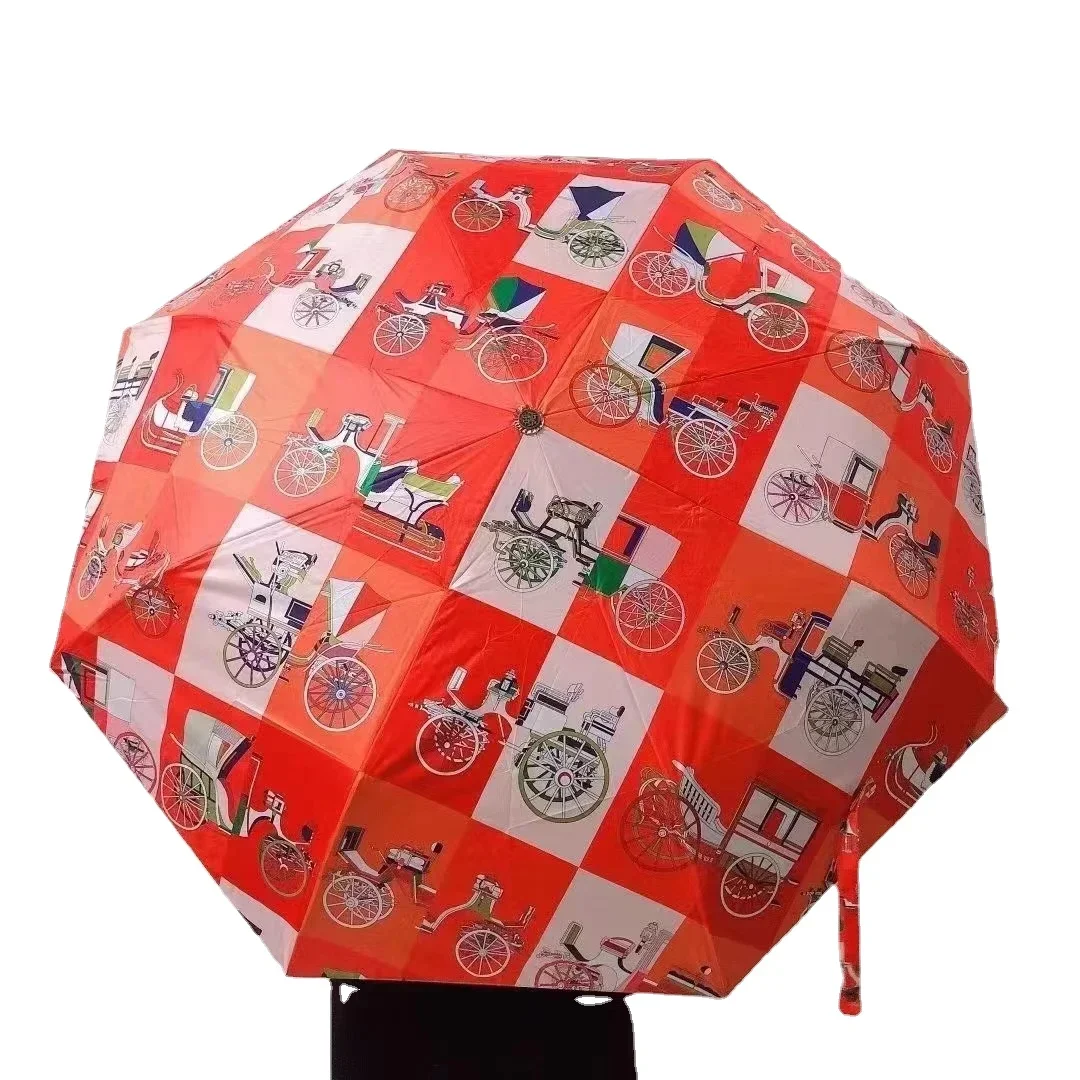 Fashion Three-fold Umbrella The New Automatic Small Black Coating Sunscreen Rain and Sun Dual-use Paraguay Umbrella Academy