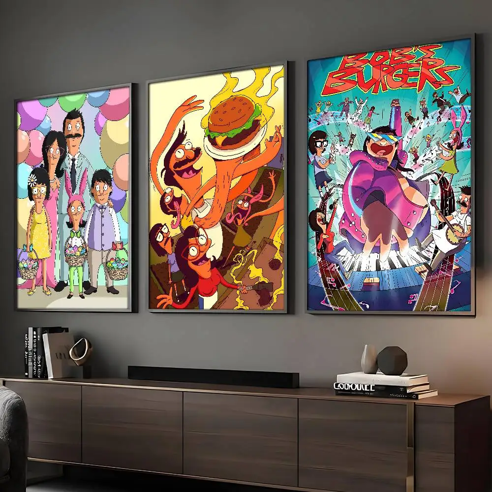 Cartoon B-Bobs B-Burgers Cool Poster HD Sticky Wall Art Printing Waterproof Home Living Bed Room Bar Aesthetic Decor