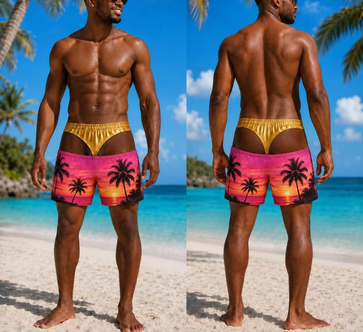 Summer Beach Party Funny Beach Shorts Men 3D Print Fake Skin Hot Swim Trunks Quick Dry Breathable Drawstring Board Short Moto