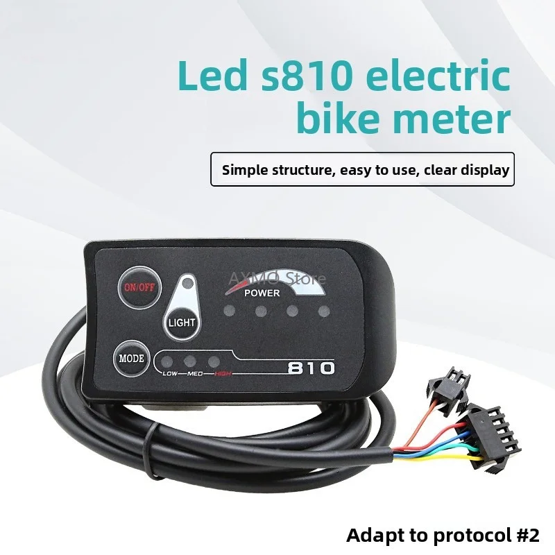 SL-810B-7X Electric Bicycle 810 LED Display Controller Instrument 7Pin SM Connector Compatible with Protocol No.2