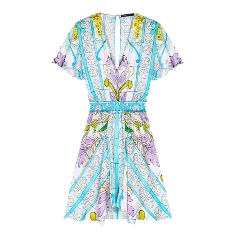 

MaSandeM Summer New Faion Print Waist-Cinching Holiday ort Dr V-ne ort Sve Women's Dr X-aped Single Piece