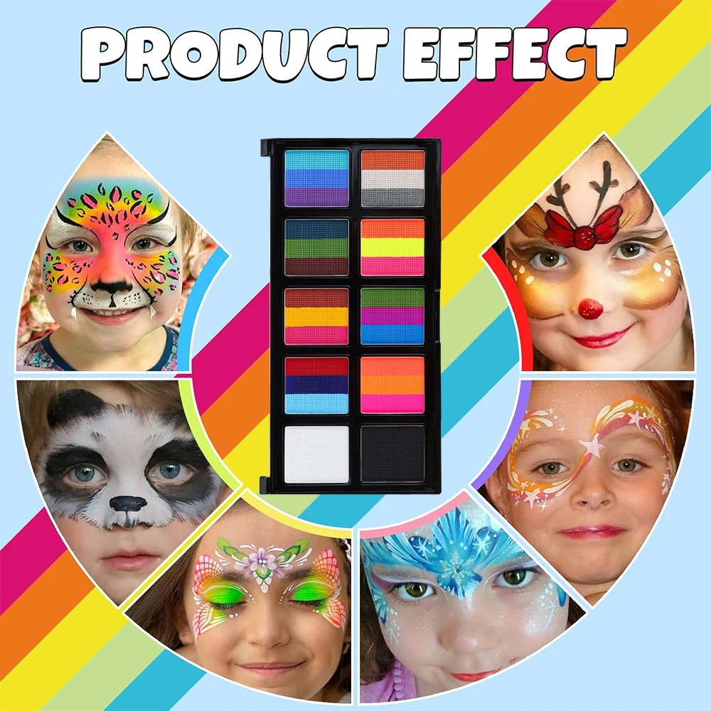 10 Colors 26 Color Blocking water-soluble face body painting set halloween Christma party Clown Costumes,Body Makeup Drawing Kit