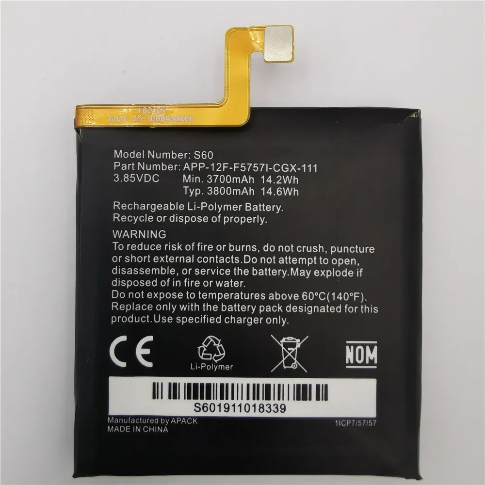 2024 Years 100% Original Replacement battery 3800mah For Caterpillar Cat S60 APP-12F-F57571-CGX-111 batteries Fast Shipping