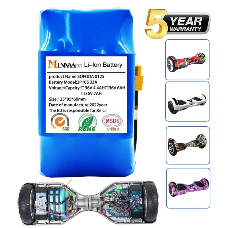 

for Electric Self Balancing Scooter HoverBoard Unicycle 36V 4.4Ah/7Ah/12Ah Rechargeable Lithium Battery