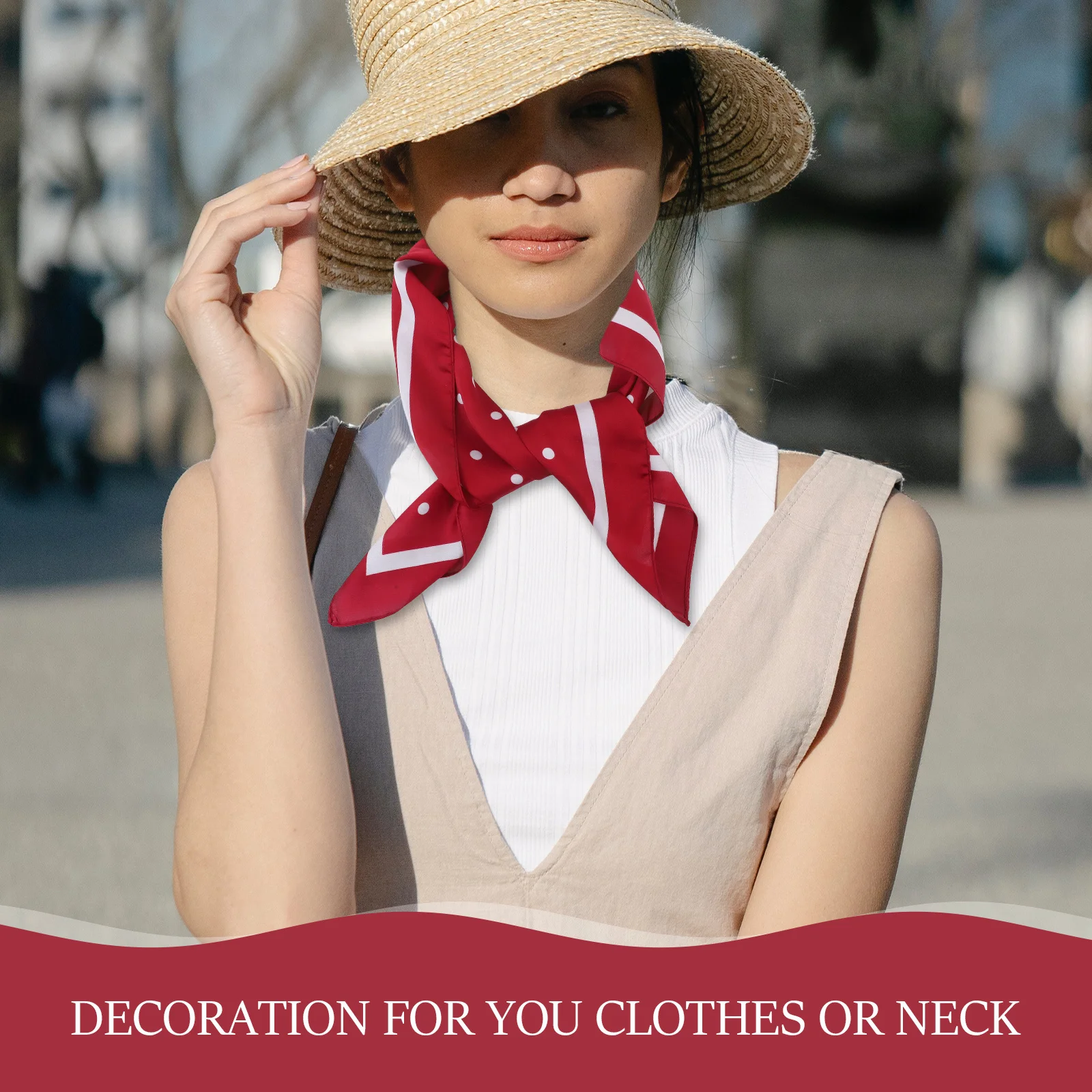 Bufanda de gasa con estampado de puntos, suave, ligera, transpirable, bonita decoración de trabajo de viaje, color blanco, a la moda